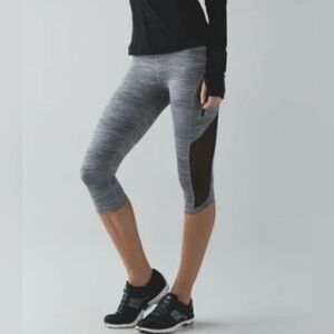 Lululemon sun runner gray crop leggings women’s 4 mesh cropped capris running